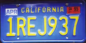 カリフォルニア州のナンバープレート