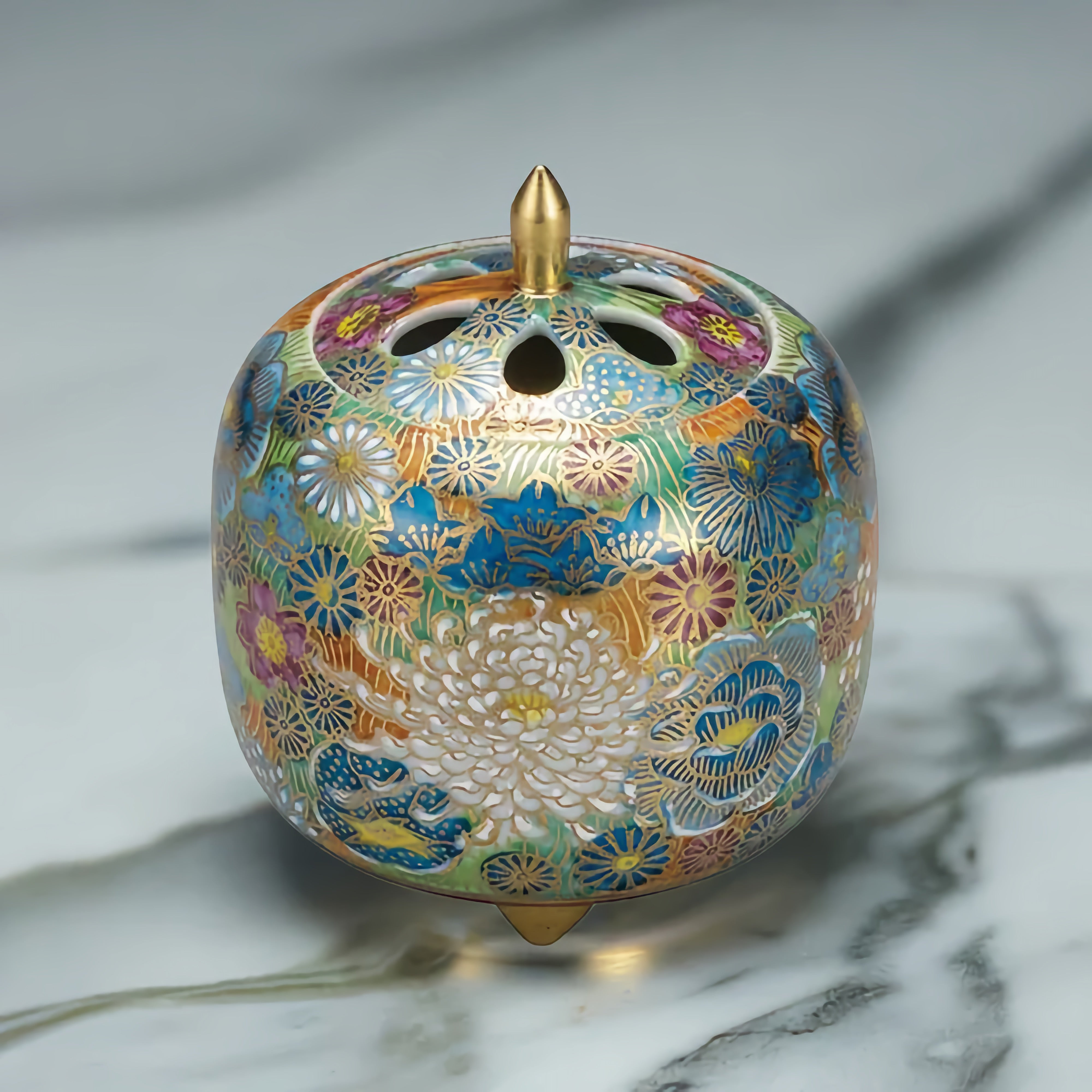 JAPANESE INCENSE BURNER KUTANI KIN HANAZUME – JP-ART