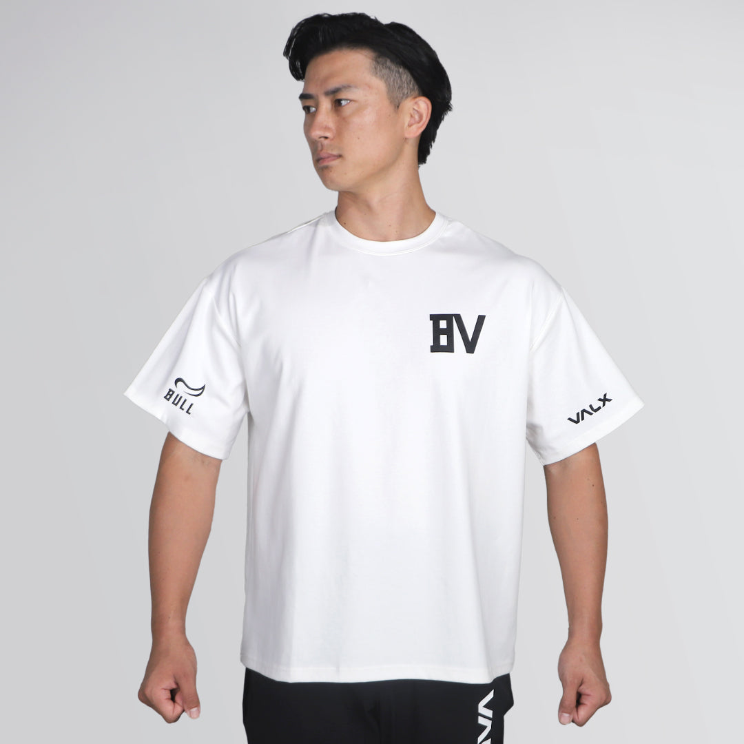 BULL×VALX OVERSIZED COTTON STRETCH T-SHIRT-WHITE【送料無料
