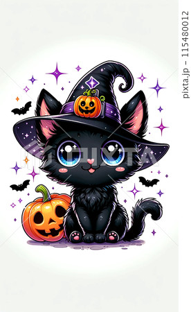 ハロウィンの黒猫のイラスト素材 [115480012] - PIXTA