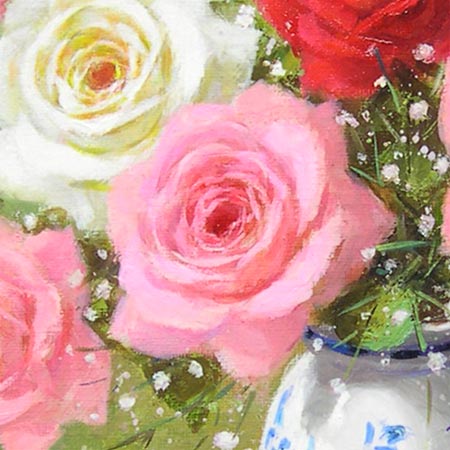 楽天市場】絵画 油絵 ばら (日野皖) 送料無料 【肉筆】【油絵】【花