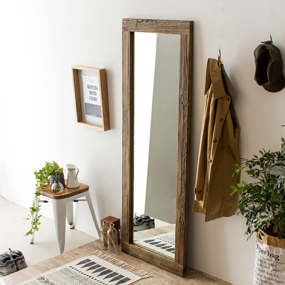 ヴィンテージウッドデザイン AL MIRROR 90×180cm | 家具・インテリア
