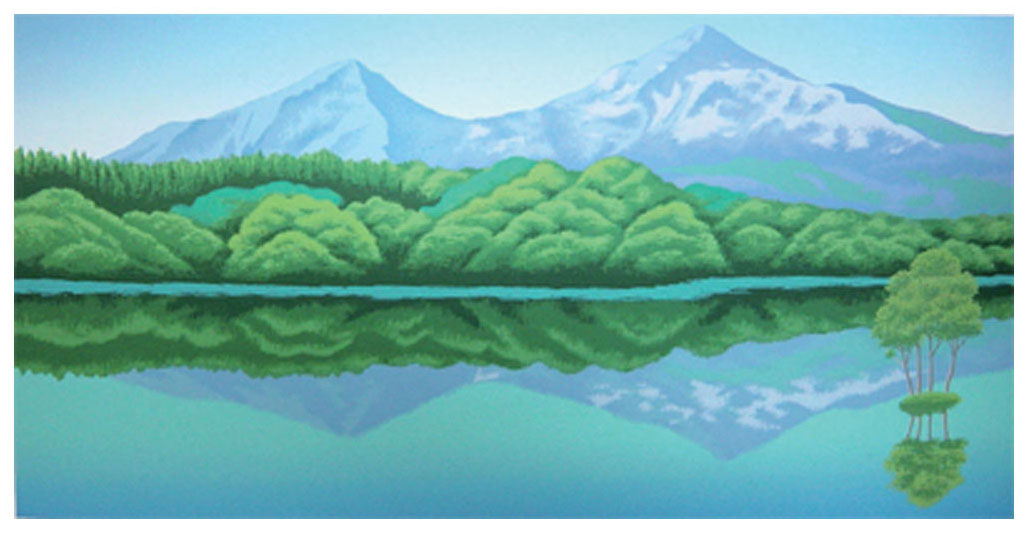 国武久巳 絵画(版画/シルクスクリーン) 磐梯山と曽原湖 3511|アート