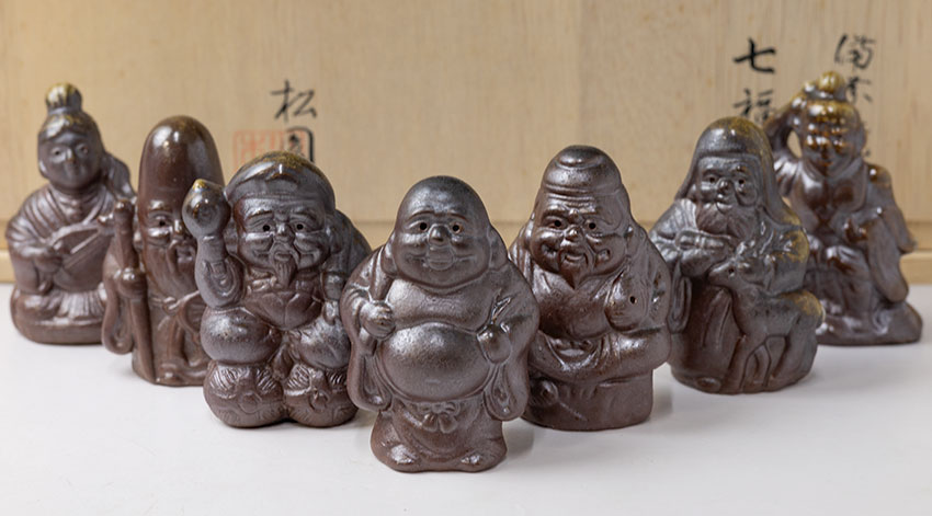 Japanese pottery - Shichifukujin (Seven Lucky Gods) ornaments