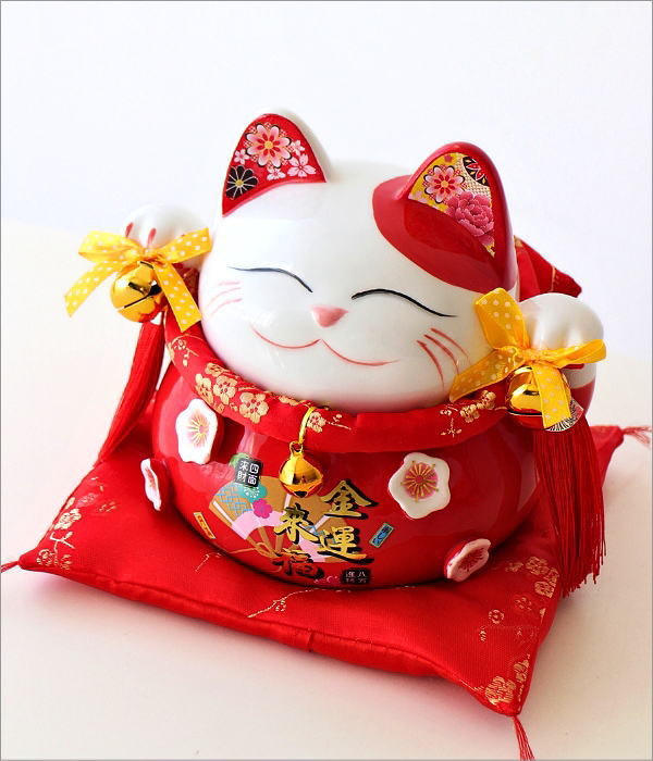 貯金箱 招き猫 置物 陶器 500円玉 金運 開運 おしゃれ 可愛い 金運来福