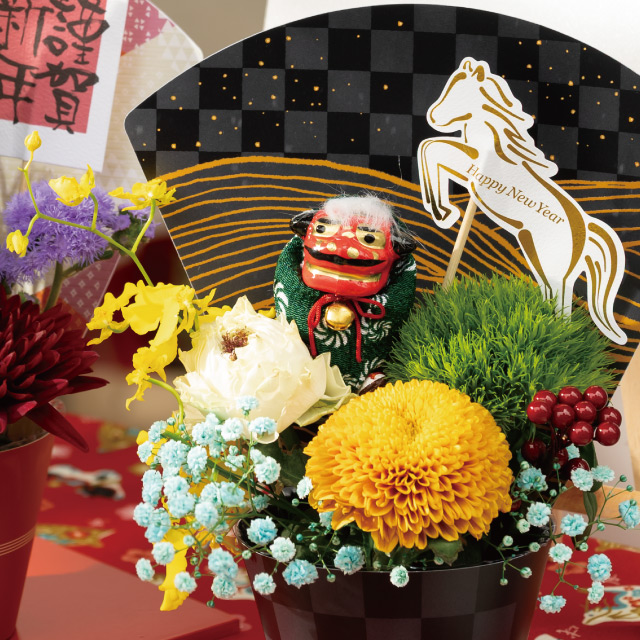 和風ワイヤーピック-14／獅子舞(W40×D50×H70(全長270)): フラワー