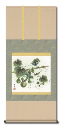 花鳥画 六瓢 北山歩生 （三美会） 尺五横 【特価】！ 花鳥画 - 掛け軸