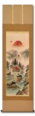 松上鶴 田上芳泉 (尺五立）肉筆！ 開運画 - 掛け軸（掛軸）販売通販