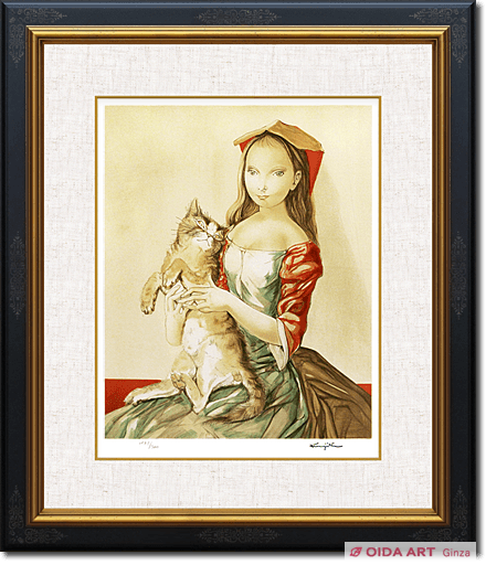 藤田嗣治 猫を抱いた頭巾の少女 | 絵画など美術品の販売と買取 | 東京