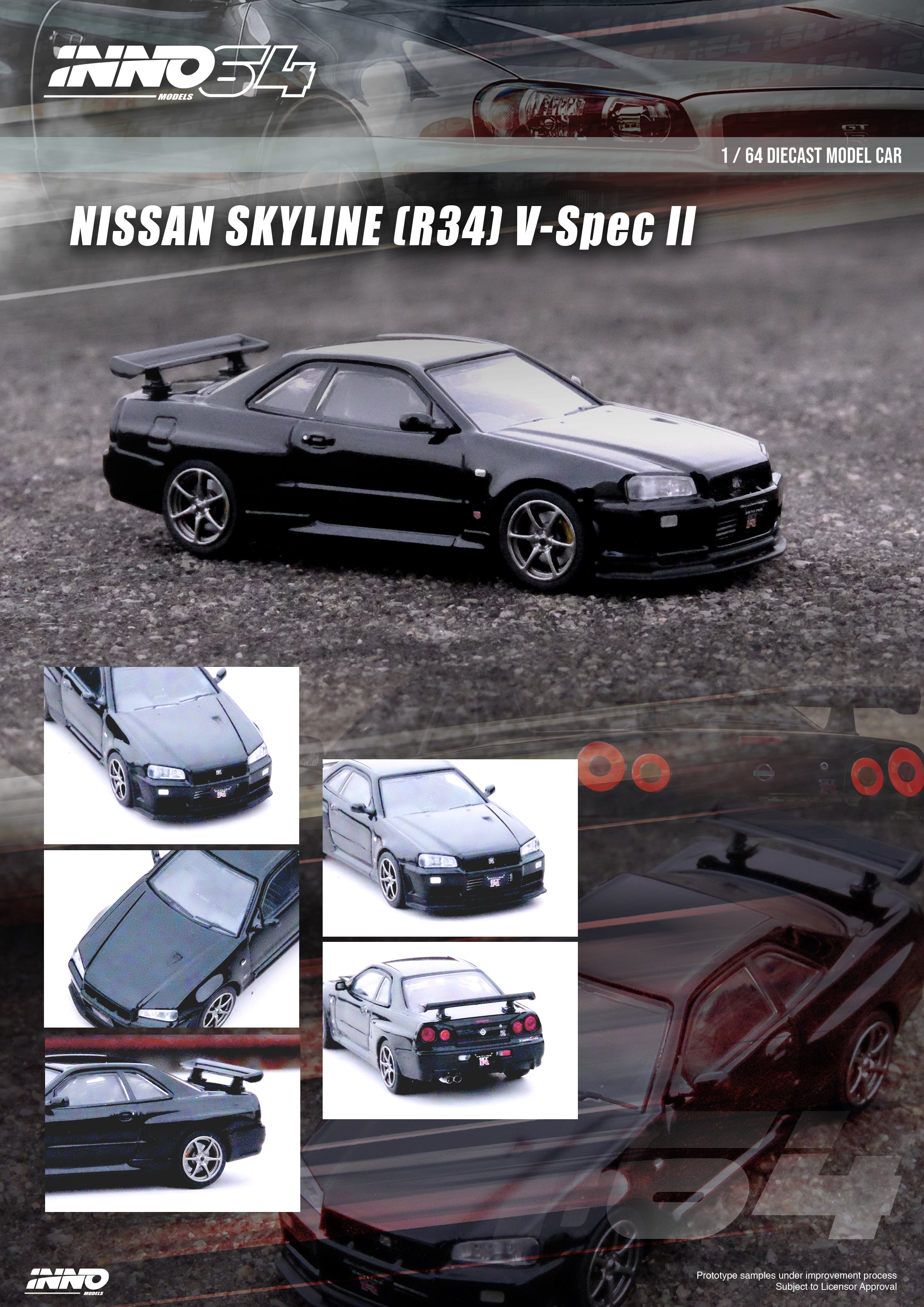 INNO64 1/64 Nissan Skyline GT-R (R34) V-Spec II in Black – Model