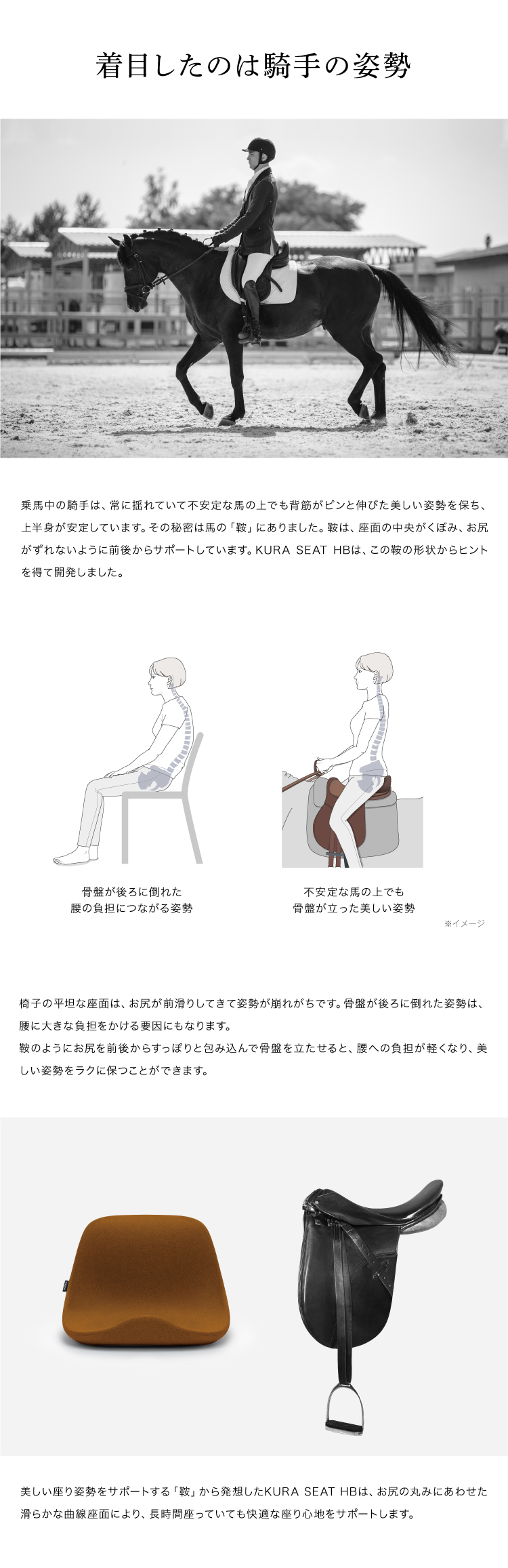 鞍から発想した姿勢サポートシート KURA SEAT HB (クラシート