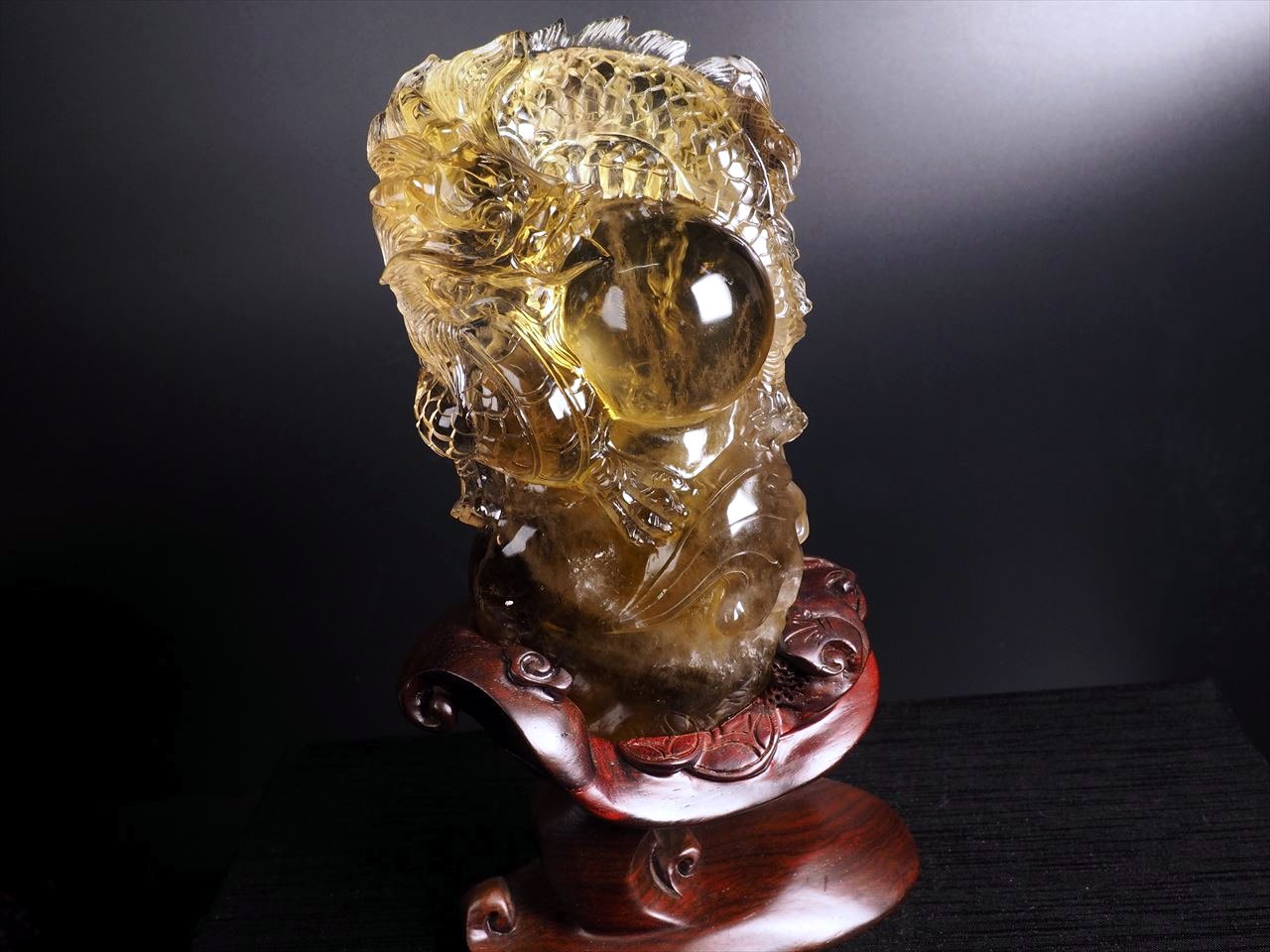◇至高の逸品!!◇極上超透明シトリン【黄水晶】◇大吉開運！玉持ち龍神