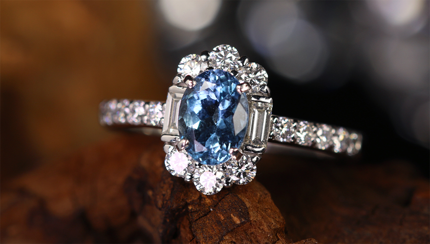 サンタマリアアクアマリン 0.8ct ダイヤモンド 0.5ct プラチナ リング