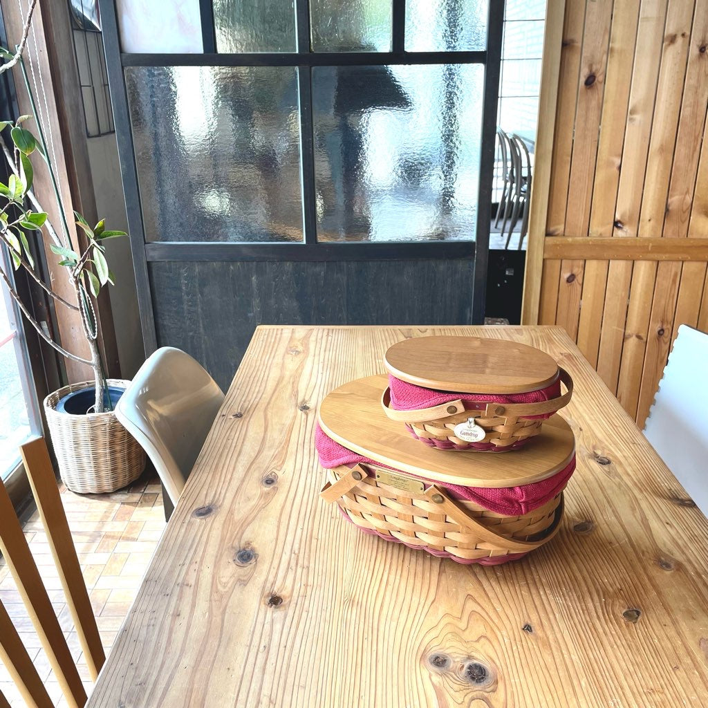 ロンガバーガー / Longaberger バスケット 大 蓋つきかご 中古