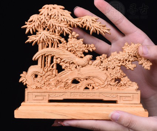 中国 コノテガシワ木彫り 美術品 工芸品 木製 彫刻｜輸入マート