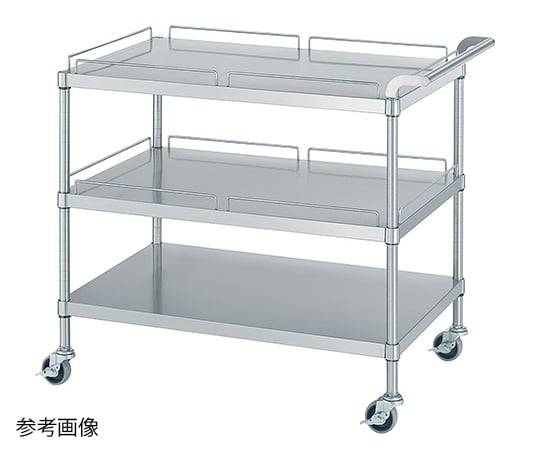 1-2477-11 ステンレスワゴン(SUS430) 600×450×800mm(棚3段・天板/中棚
