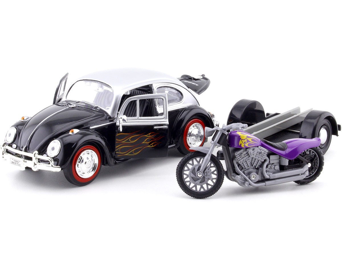 RARE! Motormax 1:24 Volkswagen Beetle Diecast Black/Silver W