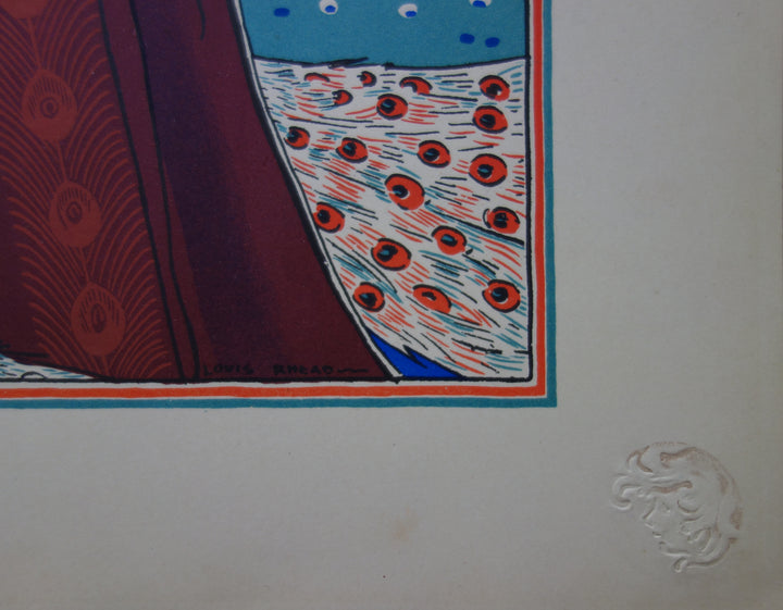 Louis John RHEAD: Woman with a Peacock, original lithograph – art