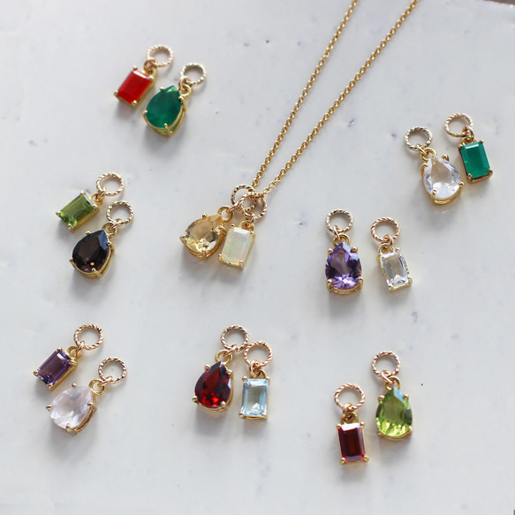 16種類の天然石＜宝石質＞から3つのチャームが選べる✨ ネックレス