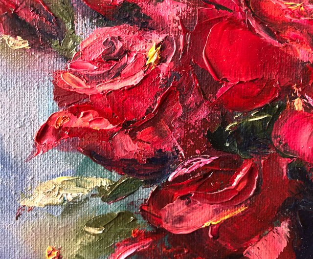 バラ 薔薇 花束 油彩画 金色フレーム 油絵 作者不明 バラ 薔薇 花束