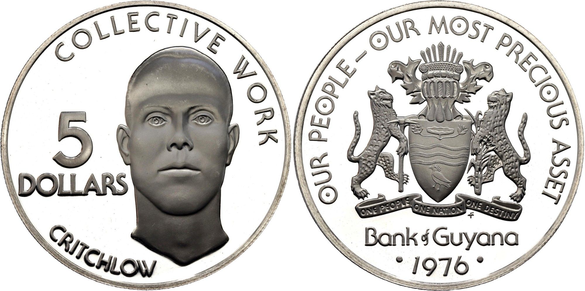 5 Dollars (Independence; Silver) - Guyana – Numista