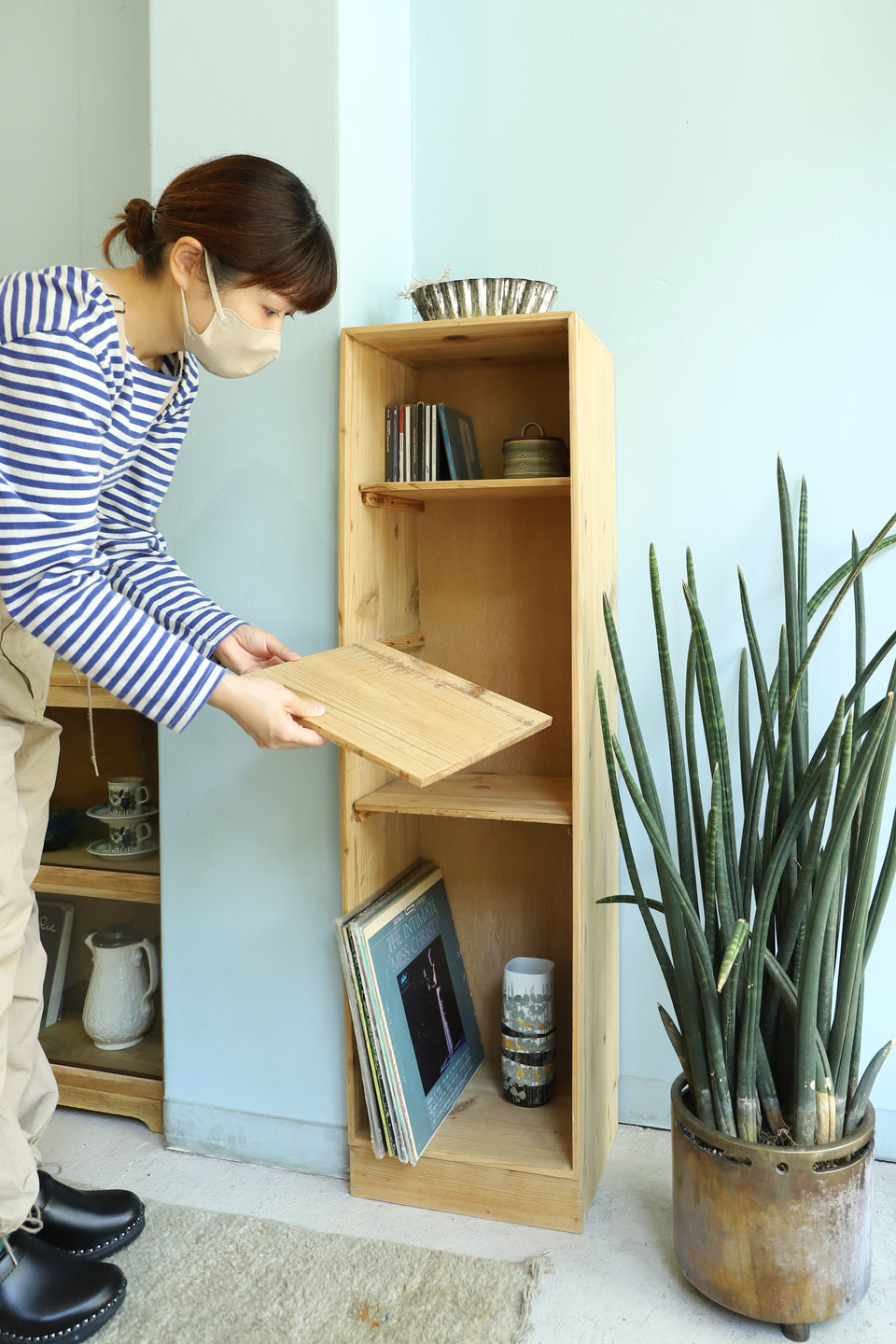 ジャパンヴィンテージ 木製シェルフ 本棚 古道具 レトロ/Japanese