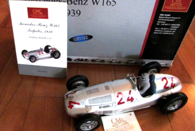 CMC 1/18 Mercedes-Benz W165 #24 race car Tripolis 1939 LE w driver