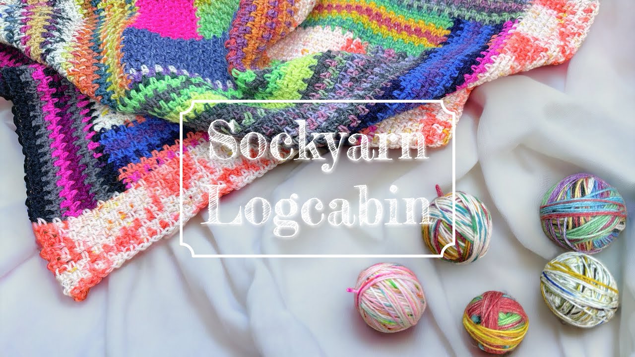 ソックヤーン🧦よね編みログキャビン【かぎ針編み／crochet／編み方