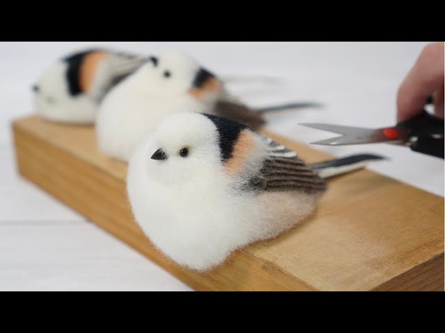 羊毛フェルトで溶けてるシマエナガを作ってみました。/ Make a Long