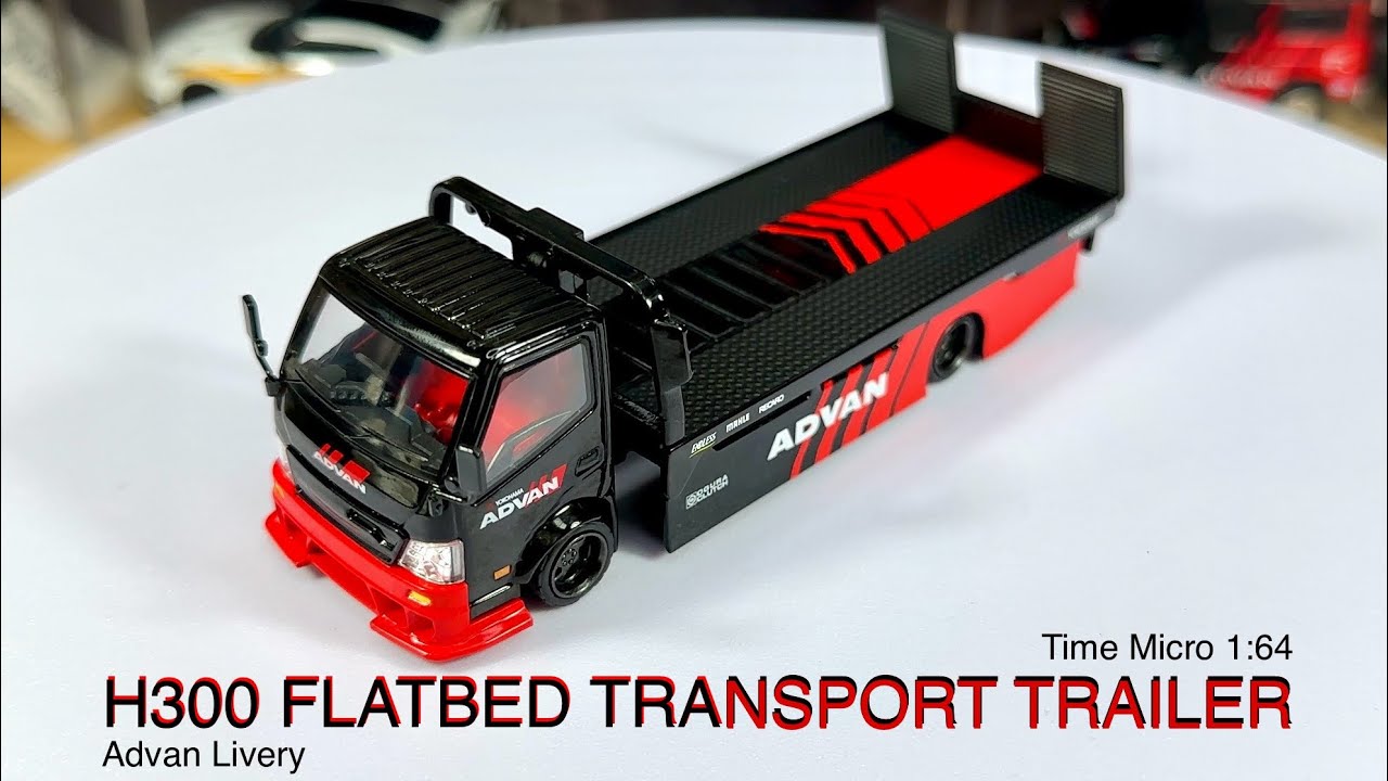 Unboxing Time Micro 1:64 H300 FLATBED TRANSPORT TRAILER - Advan