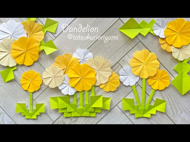 Spring Origami] Easy way to fold a dandelion/Tatsukuri - YouTube