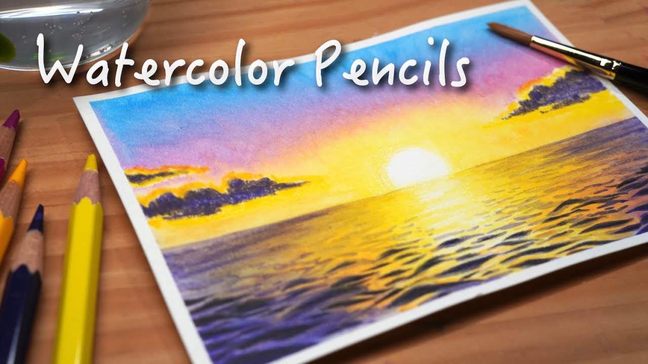 Drawing the sunrise with Watercolor pencils - YouTube