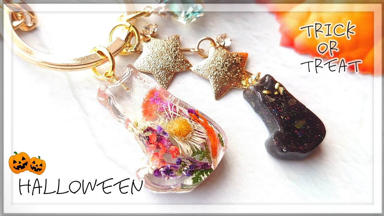 resin】もうすぐハロウィン🎃なので黒猫のレジンバッグチャーム
