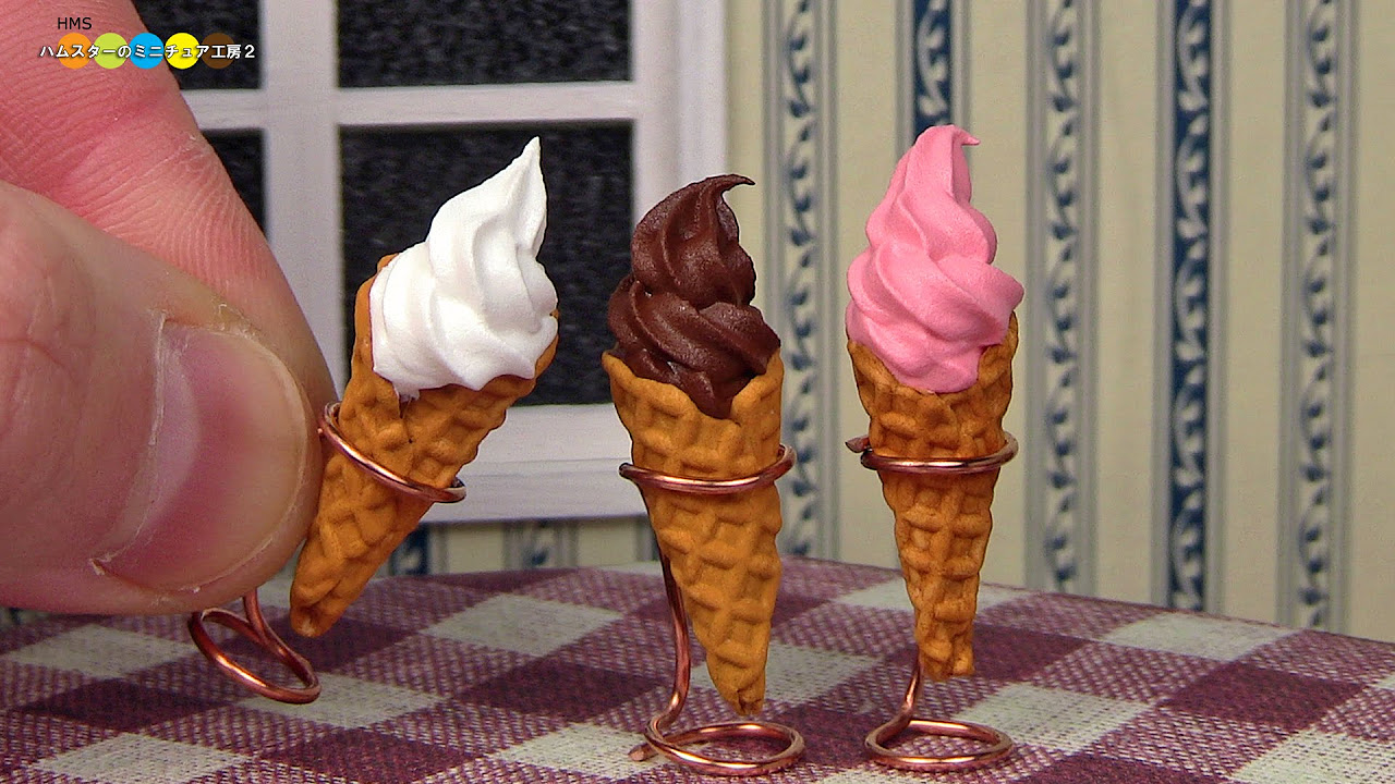 DIY Fake food - Miniature Soft Serve Ice Cream ミニチュアソフト