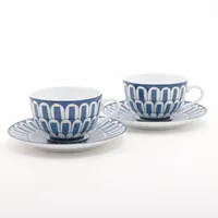 エルメス ブルーダイユール カップ&ソーサー 陶器 ブルー 底印「三つ又