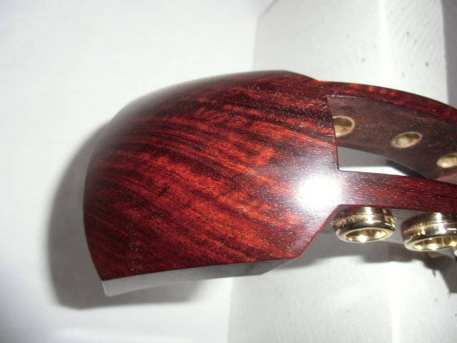 新品 津軽三味線 紅木 金細 綾杉胴 仮継ぎ付き 幅一寸 トチ多数 極上品