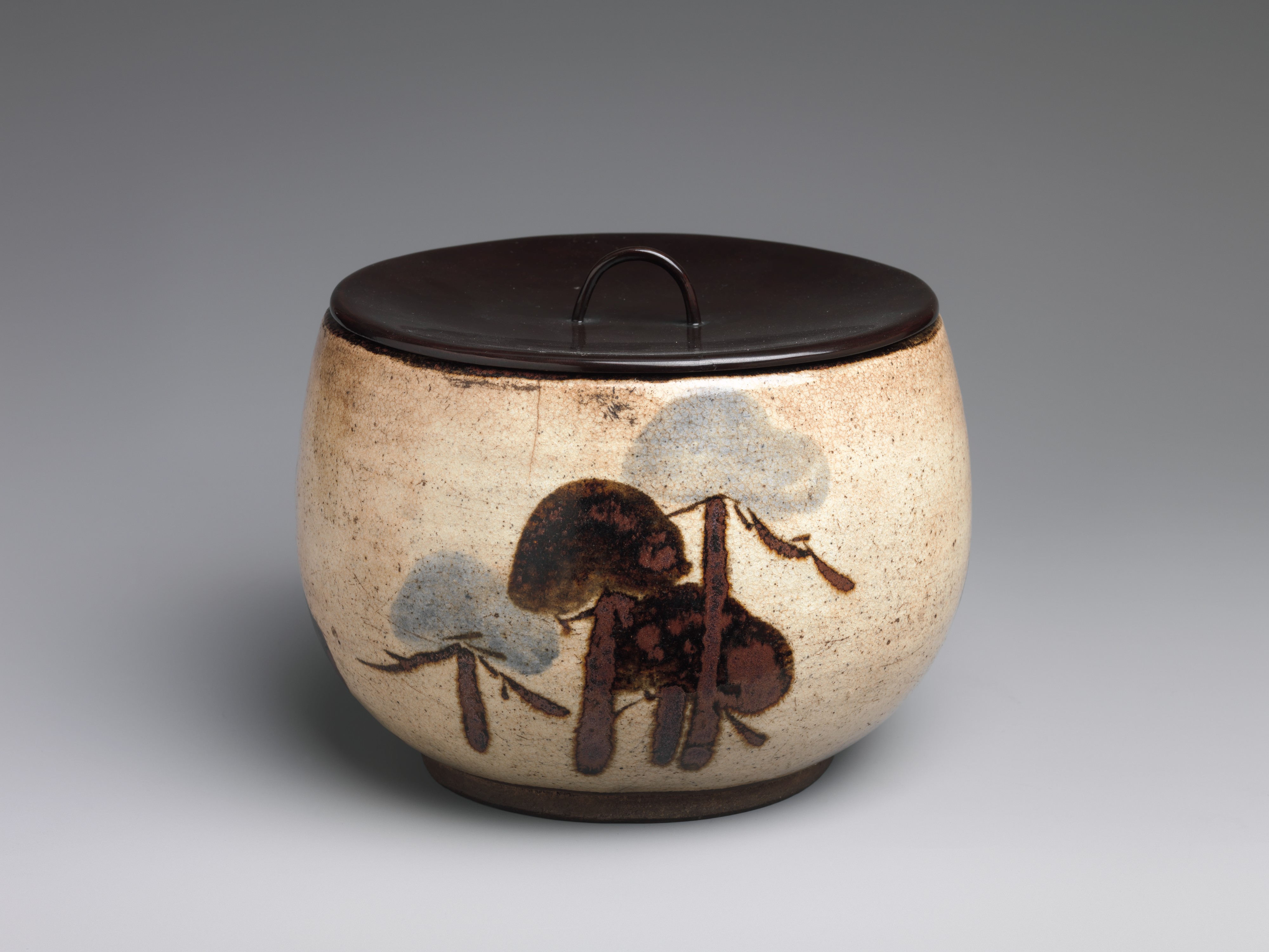 Attributed to Ogata Kenzan - Water Jar (Mizusashi) with Pine Trees