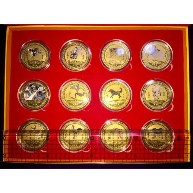 中国干支 十二支記念カラー金貨メダル 12枚セット(徐悲鴻画)の通販 by