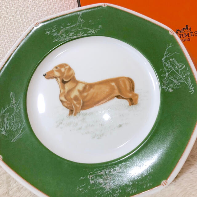 HERMES - HERMES 新品エルメスシャスグリーン緑21cmプレート八角皿