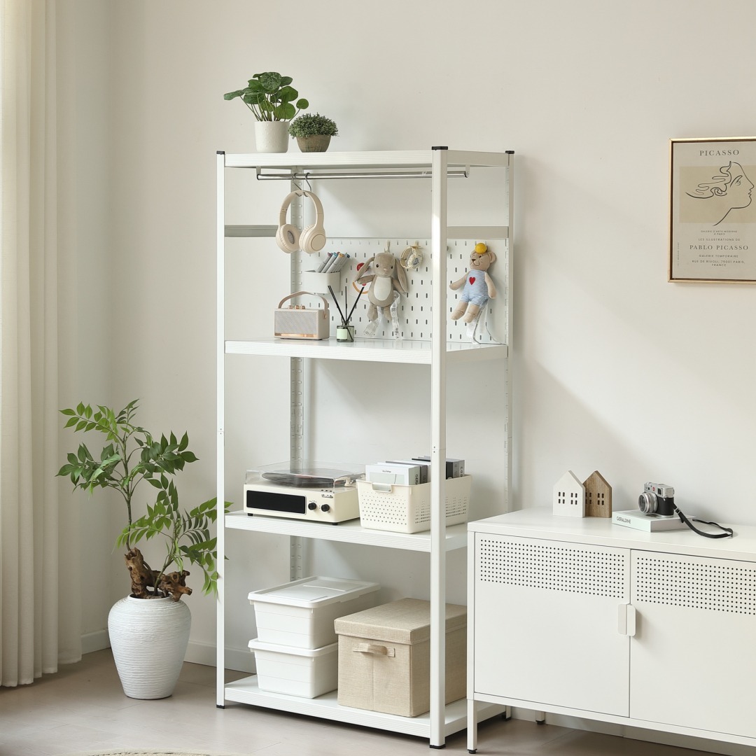 新作発表タイムセール中！スチール製可動ラック 分割可能 大容量 WHITE