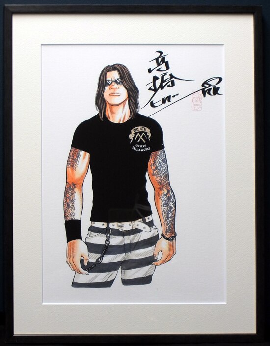 高橋ヒロシ 直筆サイン入りカラー複製イラスト「武装戦線四代目頭 九能