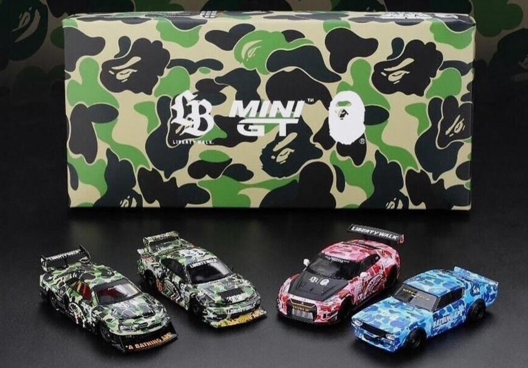 Mini GT LBWK x BAPE 4 SET Kenmeri + R35 + R34 + RX7 – MgMinis Diecast