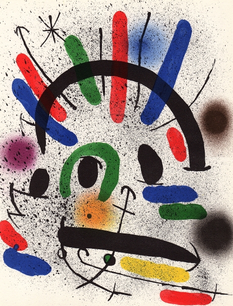 抽象画の絵をリトグラフの版画で制作したジョアン・ミロの抽象画