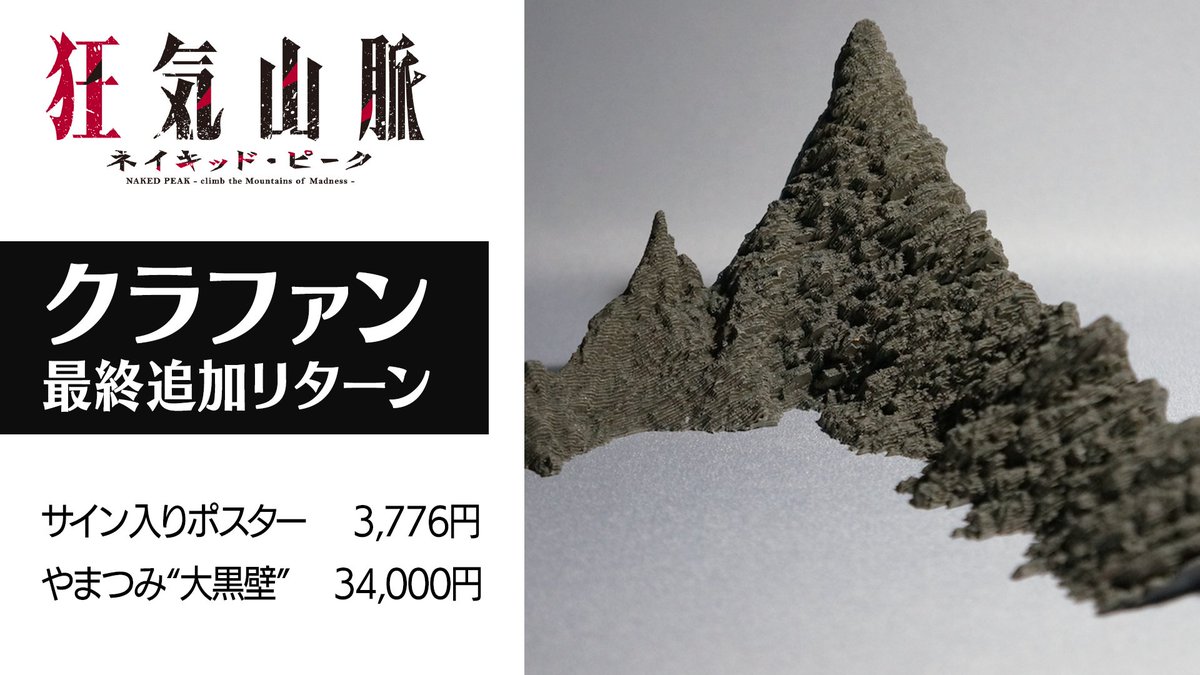 狂気山脈アニメ映画化プロジェクト クラウドファンディング終了（5/14