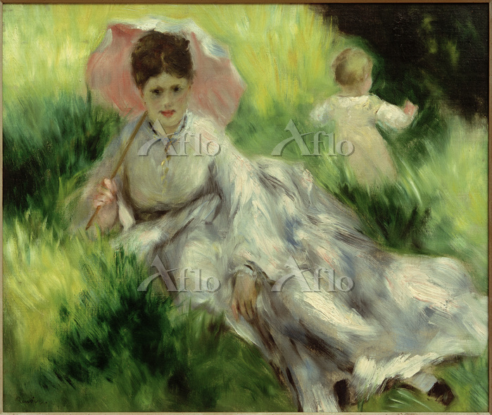 ルノワール「日傘をさした女性と子ども」 [75362413]のアート作品 - アフロ
