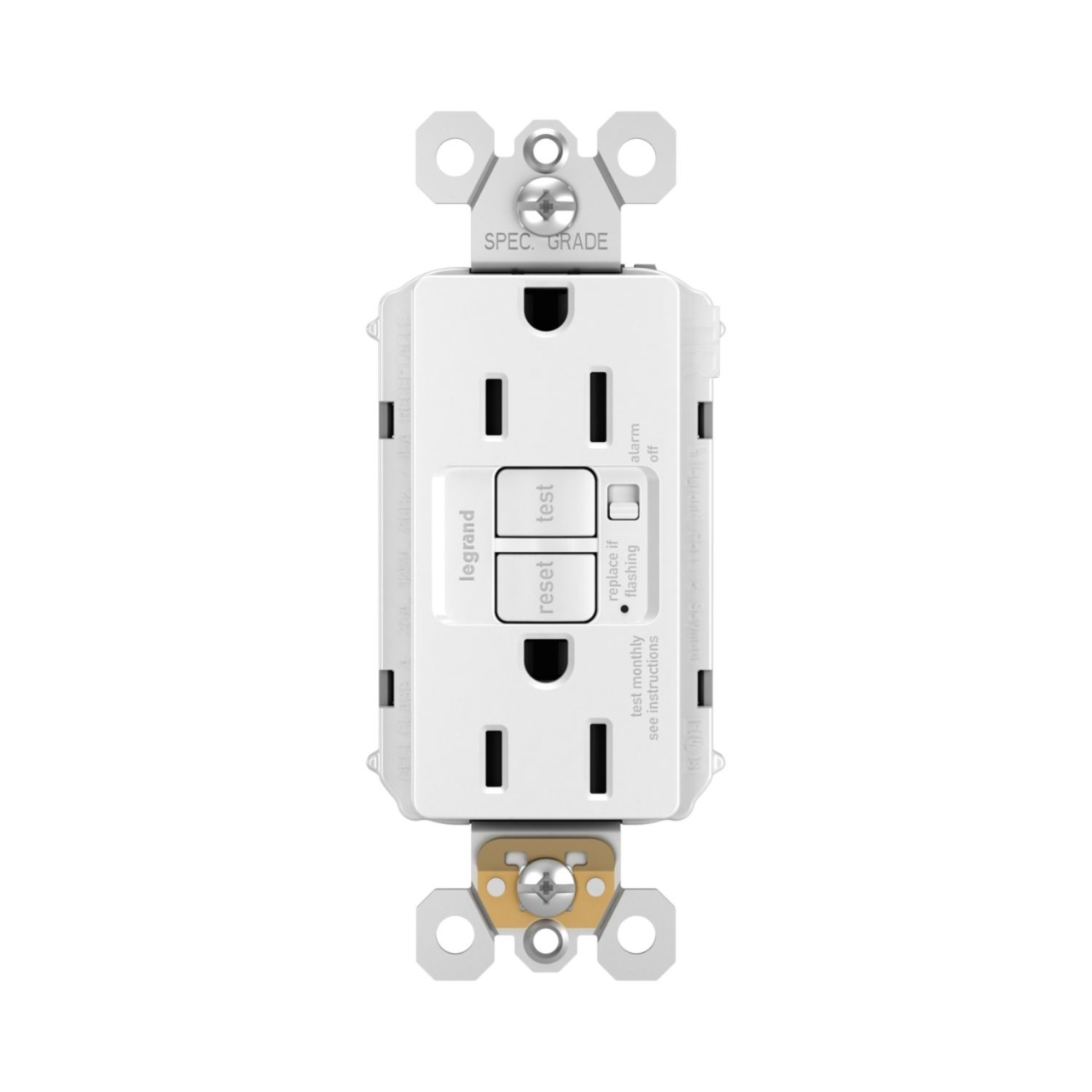 15A Audible Alarm Sensitive Appliance GFCI Receptacle, White
