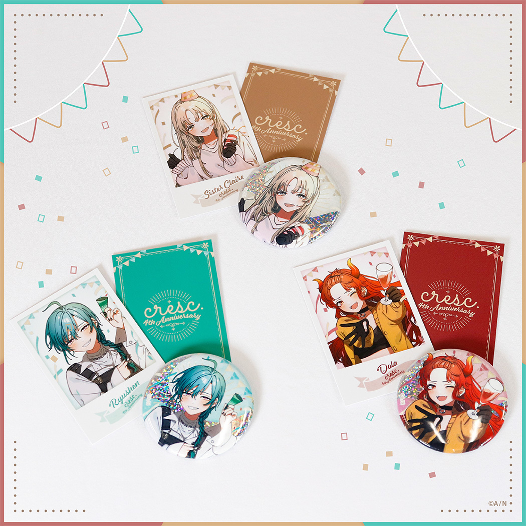 cresc. 4周年記念グッズ】ホログラム缶バッジ&チェキ風カードセット