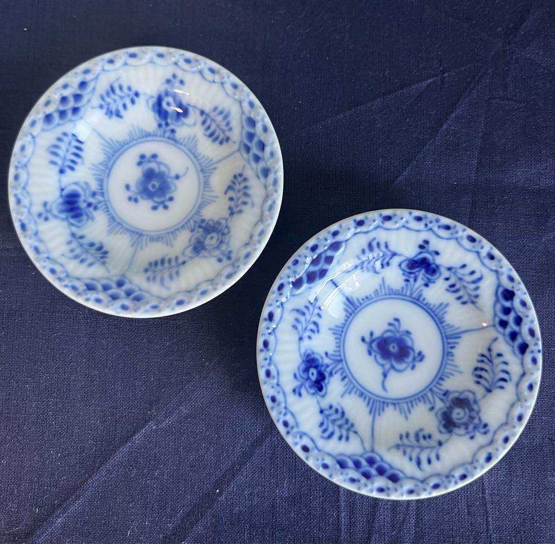 ロイヤルコペンハーゲン　ブルーフルーテッド ハーフレース　豆皿　2枚　一級品 ブルーフルーテッド ロイヤルコペンハーゲン ハーフレース プレート