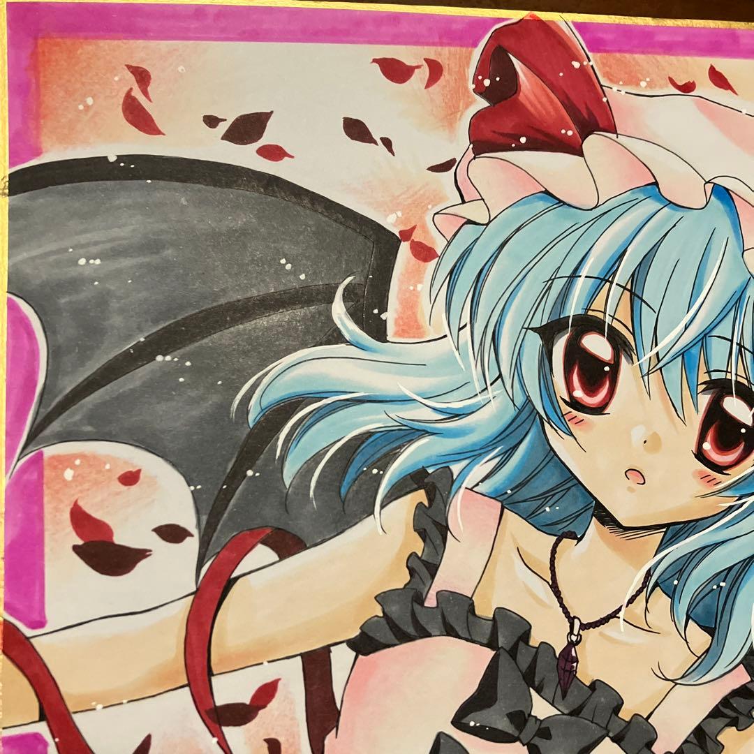 新品未使用　直筆　手描きオリジナルイラスト 色紙　レミリア　スカーレット
