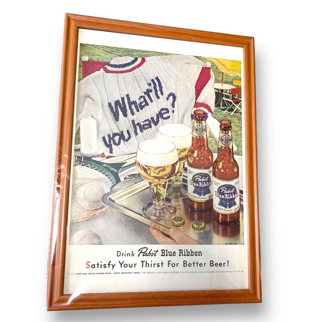 希少品！ Pabst Blue Ribbon パブストブルーリボン 雑誌 広告 1987 PBR Pabst Blue Ribbon Beer 'What'll you have?' vintage print